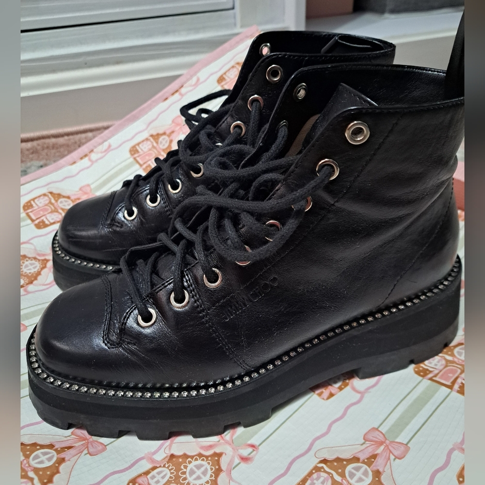 Jimmy Choo Colby Leather Platform Ankle Boots